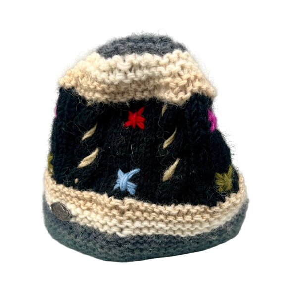 Turtle Fur Wool Knit Beanie Hat Hand Knit in Nepal Snowboarding Skiing - Picture 3 of 7